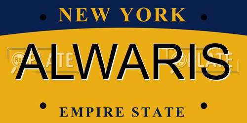 ALWARIS New York License Plate