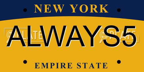 ALWAYS5 New York License Plate