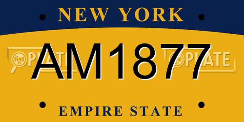 AM1877 New York License Plate