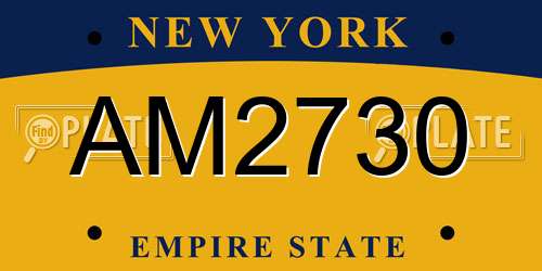 AM2730 New York License Plate