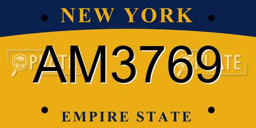 AM3769 New York License Plate