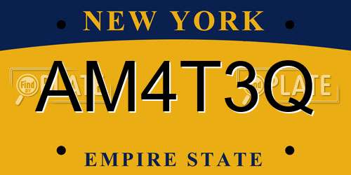 AM4T3Q New York License Plate