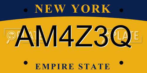 AM4Z3Q New York License Plate