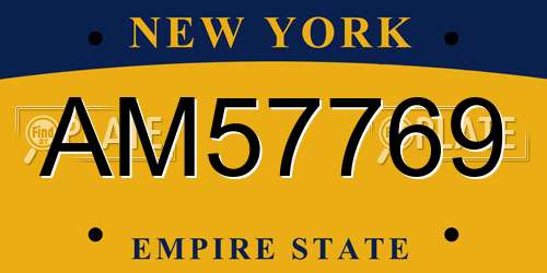 AM57769 New York License Plate