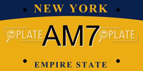 AM7 New York License Plate
