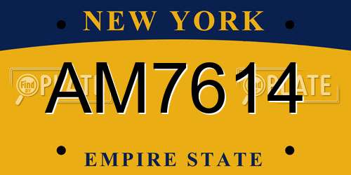 AM7614 New York License Plate