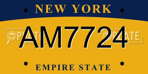 AM7724 New York License Plate