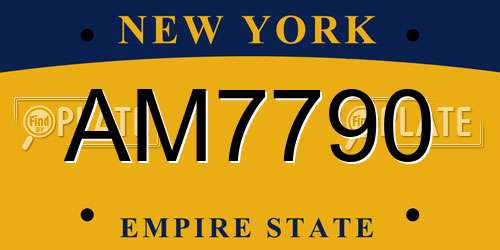 AM7790 New York License Plate