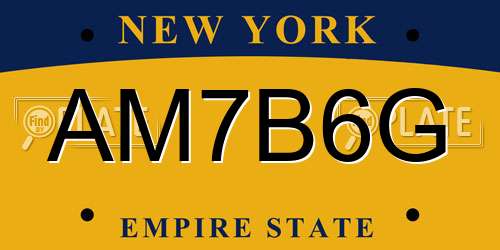 AM7B6G New York License Plate