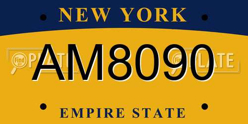 AM8090 New York License Plate