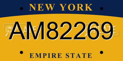 AM82269 New York License Plate