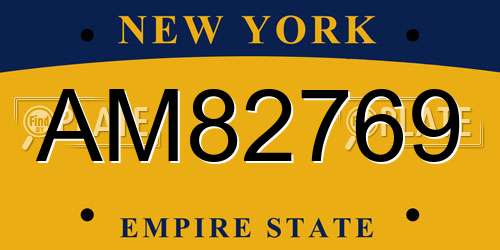 AM82769 New York License Plate