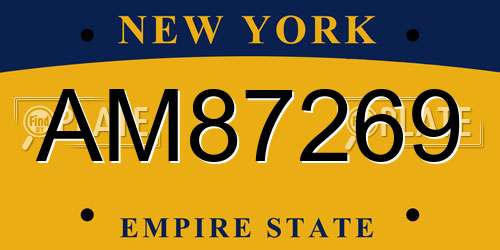AM87269 New York License Plate