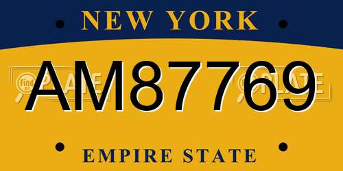 AM87769 New York License Plate