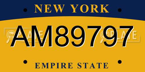 AM89797 New York License Plate