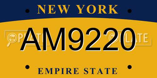 AM9220 New York License Plate