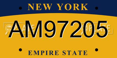 AM97205 New York License Plate