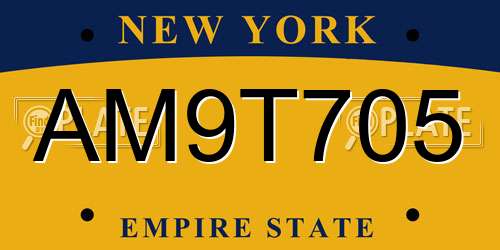 AM9T705 New York License Plate
