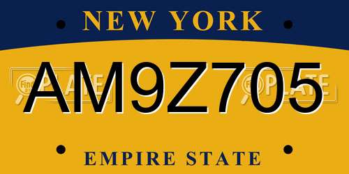 AM9Z705 New York License Plate