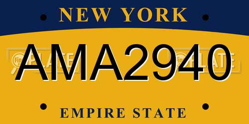 AMA2940 New York License Plate