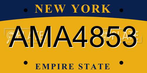 AMA4853 New York License Plate