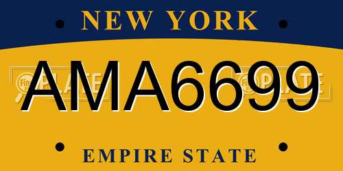 AMA6699 New York License Plate