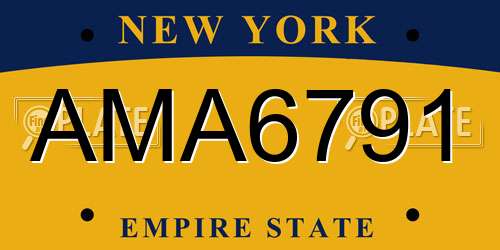 AMA6791 New York License Plate