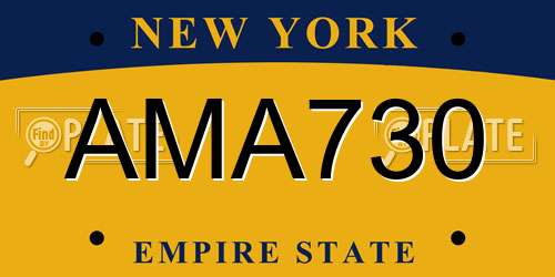 AMA730 New York License Plate
