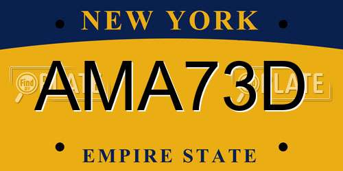 AMA73D New York License Plate