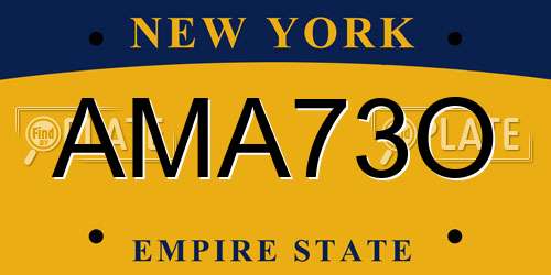AMA73O New York License Plate