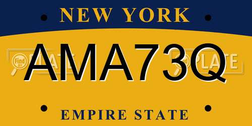 AMA73Q New York License Plate