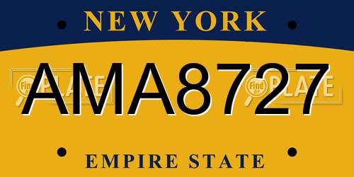 AMA8727 New York License Plate