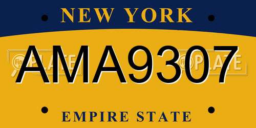 AMA9307 New York License Plate
