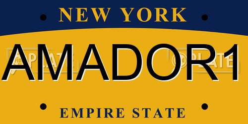 AMADOR1 New York License Plate