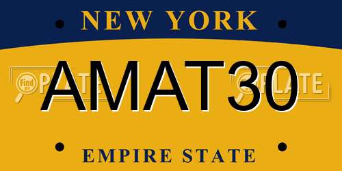 AMAT30 New York License Plate