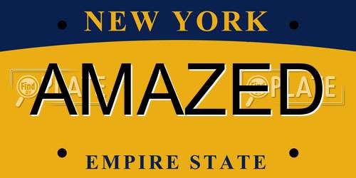 AMAZED New York License Plate