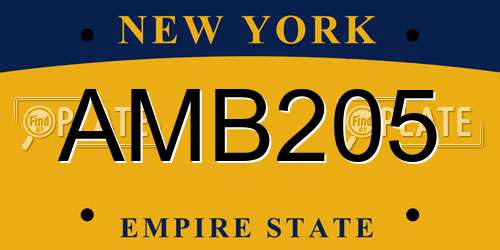AMB205 New York License Plate