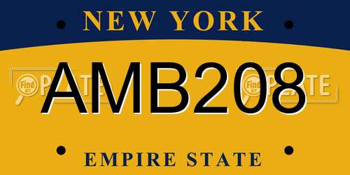 AMB208 New York License Plate