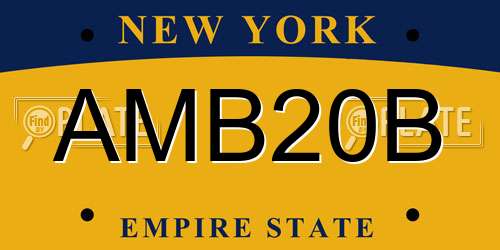 AMB20B New York License Plate