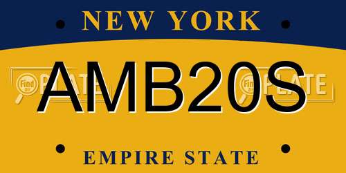 AMB20S New York License Plate