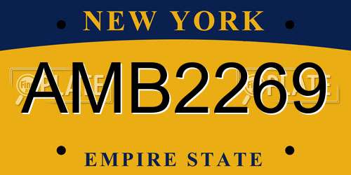 AMB2269 New York License Plate