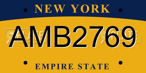 AMB2769 New York License Plate