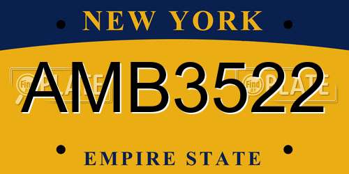 AMB3522 New York License Plate