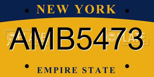 AMB5473 New York License Plate