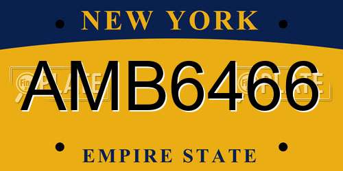 AMB6466 New York License Plate