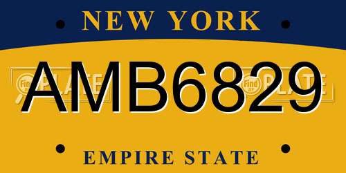 AMB6829 New York License Plate