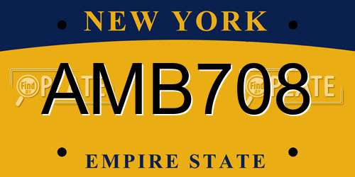 AMB708 New York License Plate