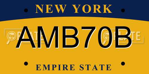 AMB70B New York License Plate