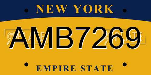 AMB7269 New York License Plate