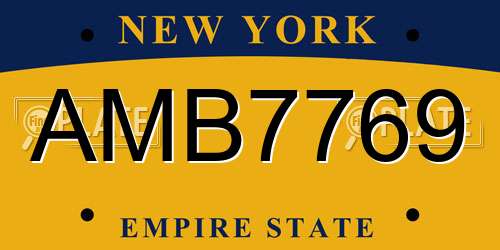 AMB7769 New York License Plate